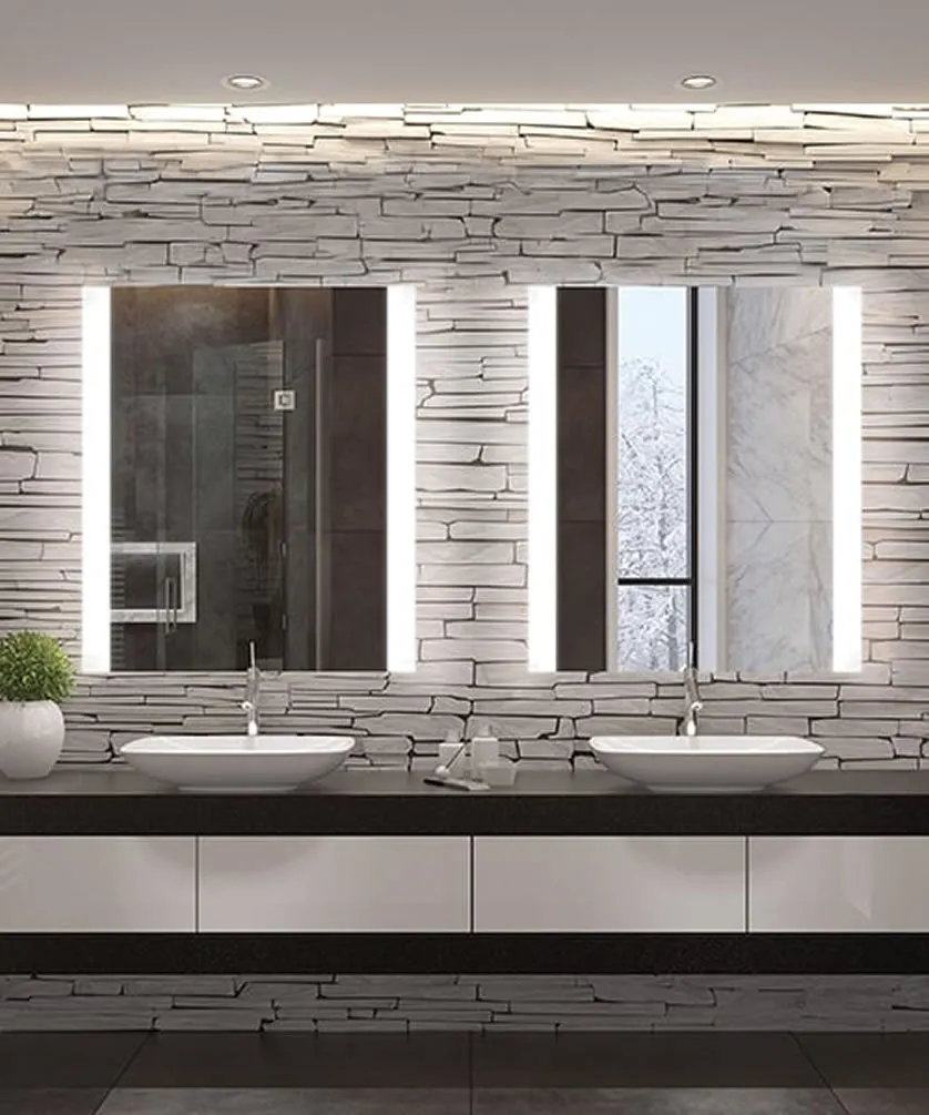 Electric Mirror Novo LED Mirror with 3-Inch Side Border Illumination and Wall Glow -3 Sizes
