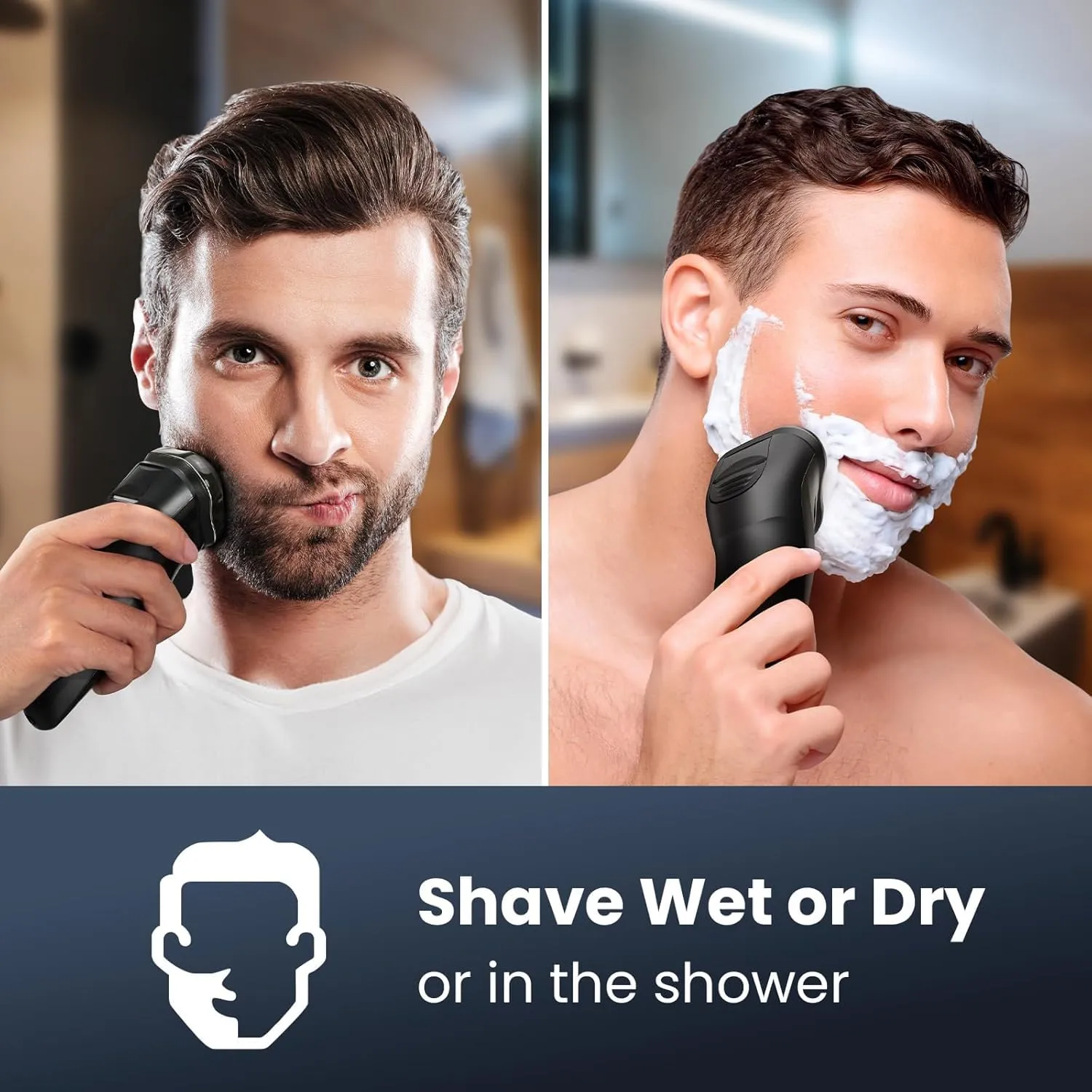 Electric Razor for Men, SHPAVVER Electric Shaver for Men, Rechargeable Wet Dry Shaver with Pop Up Trimmer, Waterproof Cordless Portable Razor