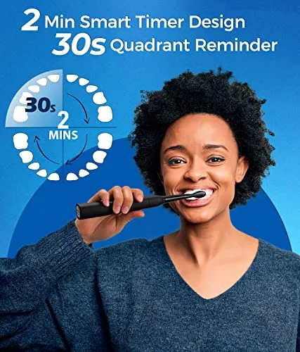 Electric Toothbrush for Adults, 8 Brush Heads Sonicare Electric Toothbrush with 40000 VPM Deep Clean 5 Modes, Rechargeable Toothbrushes Fast Charge 4 Hours Last 30 Days,, Father's Day Gifts