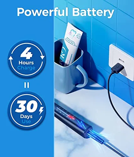 Electric Toothbrush for Adults, 8 Brush Heads Sonicare Electric Toothbrush with 40000 VPM Deep Clean 5 Modes, Rechargeable Toothbrushes Fast Charge 4 Hours Last 30 Days,, Father's Day Gifts