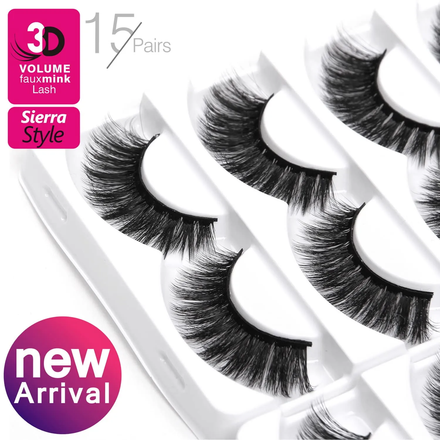 Eliace False Eyelashes Natural look Cat Eye Lashes Wispy, 3D Mink lashes Fluffy Long Thick, Fake Eyelashes Cross Wispy Volume Lash Soft Reusable Dramatic, 15 Pairs, Sierra Style