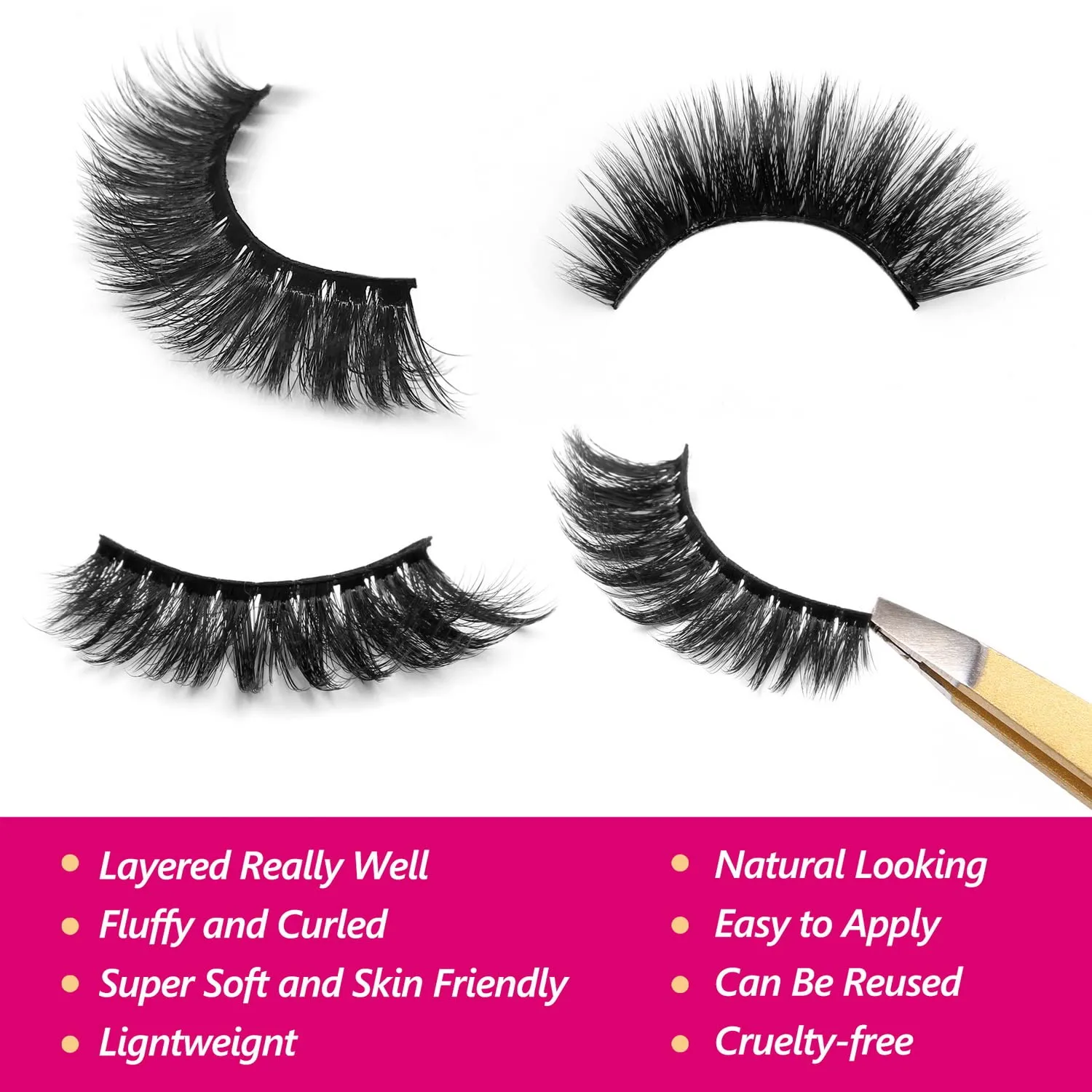 Eliace False Eyelashes Natural look Cat Eye Lashes Wispy, 3D Mink lashes Fluffy Long Thick, Fake Eyelashes Cross Wispy Volume Lash Soft Reusable Dramatic, 15 Pairs, Sierra Style