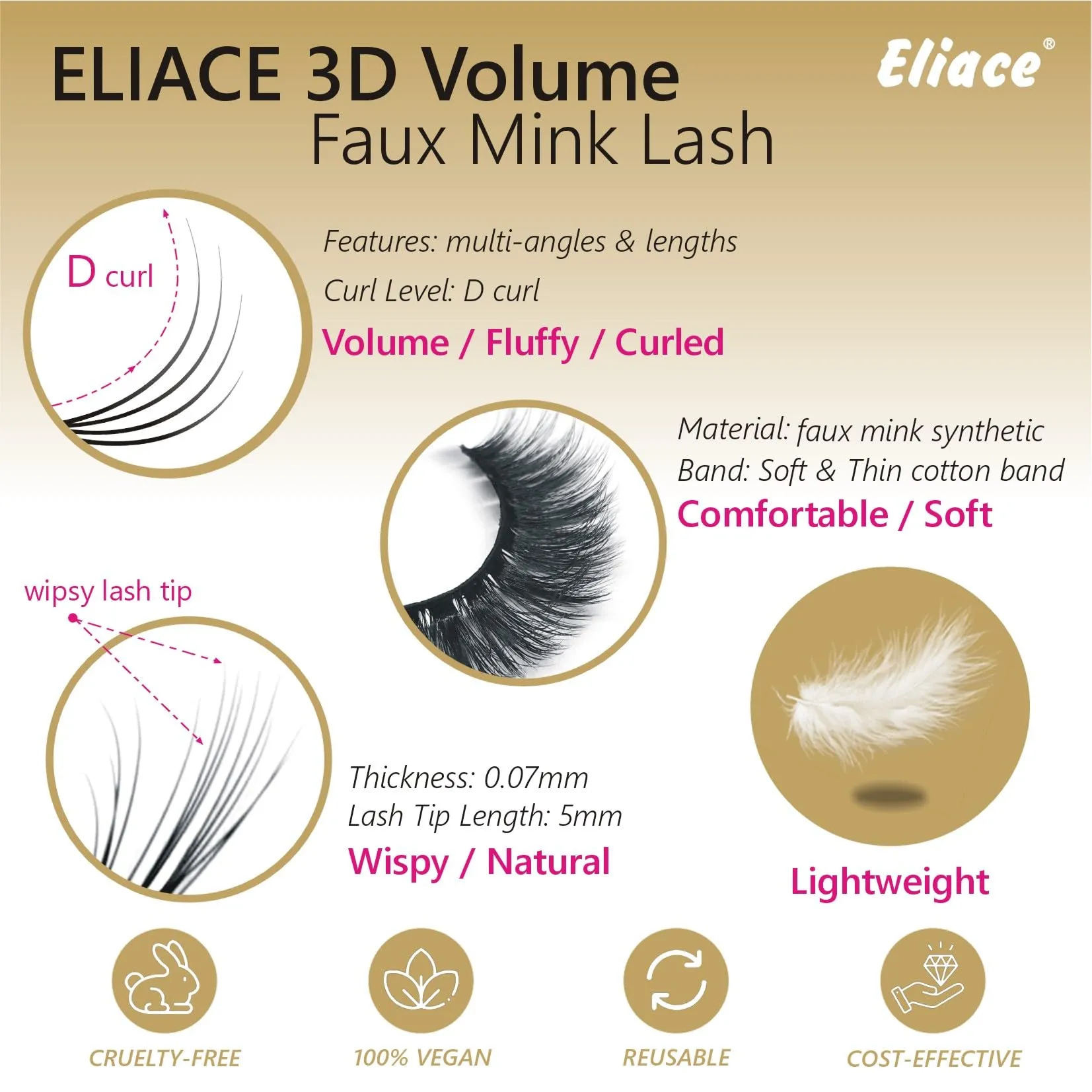 Eliace False Eyelashes Natural look Cat Eye Lashes Wispy, 3D Mink lashes Fluffy Long Thick, Fake Eyelashes Cross Wispy Volume Lash Soft Reusable Dramatic, 15 Pairs, Sierra Style