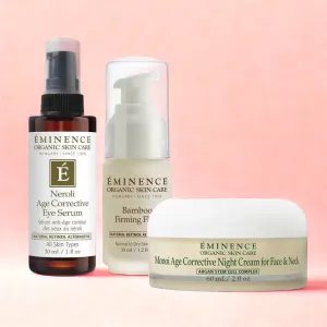 Eminence Organics Vibrant and Smooth Skin Trio (Bamboo Firming Fluid   Monoi Age Corrective Night Cream for Face & Neck   Neroli Age Corrective Eye Serum)