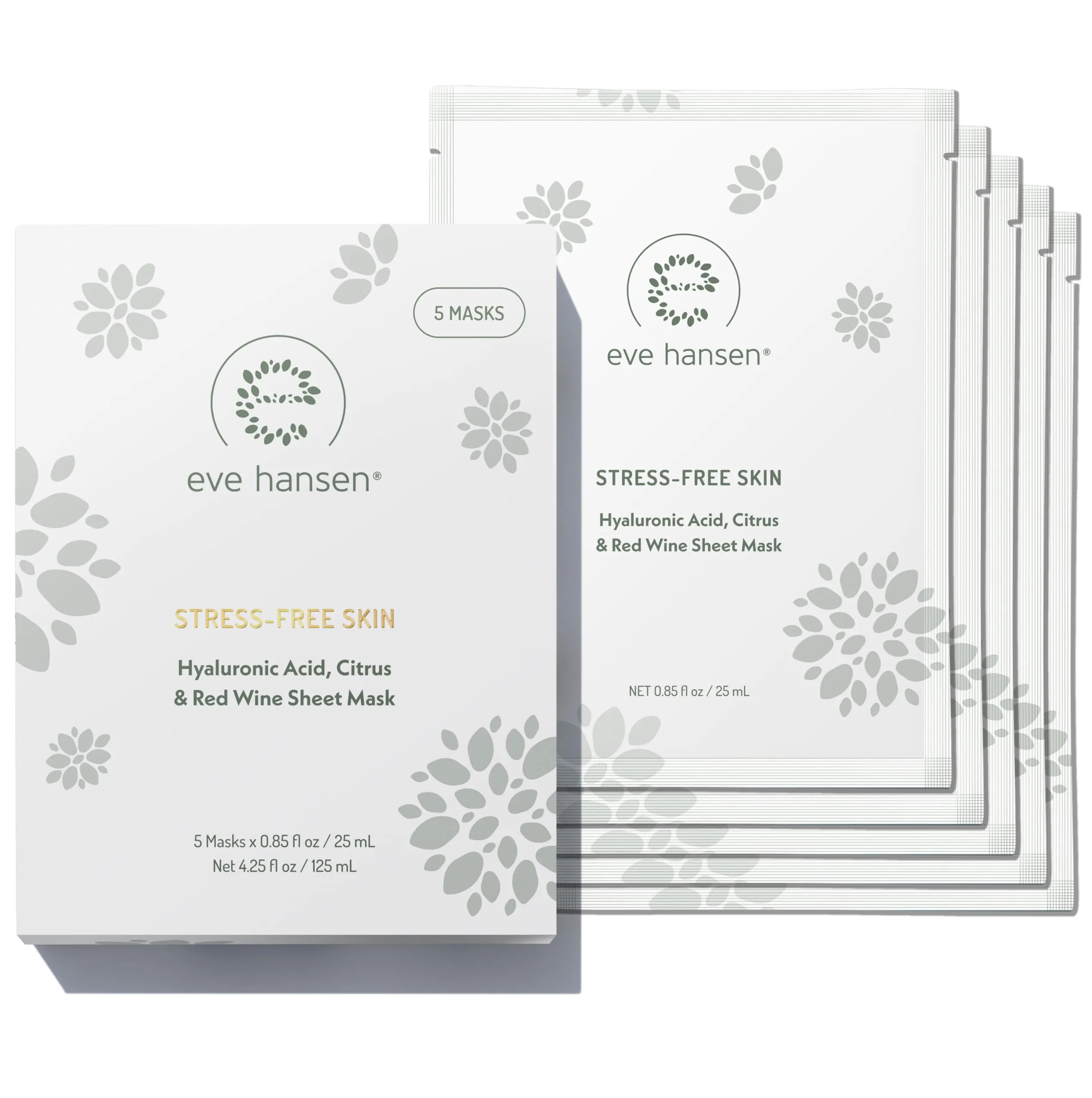 Eve Hansen Sheet Masks Set | Collagen and Hydrating Face Mask Sheet with Hyaluronic Acid, Red Wine Extract | 10x