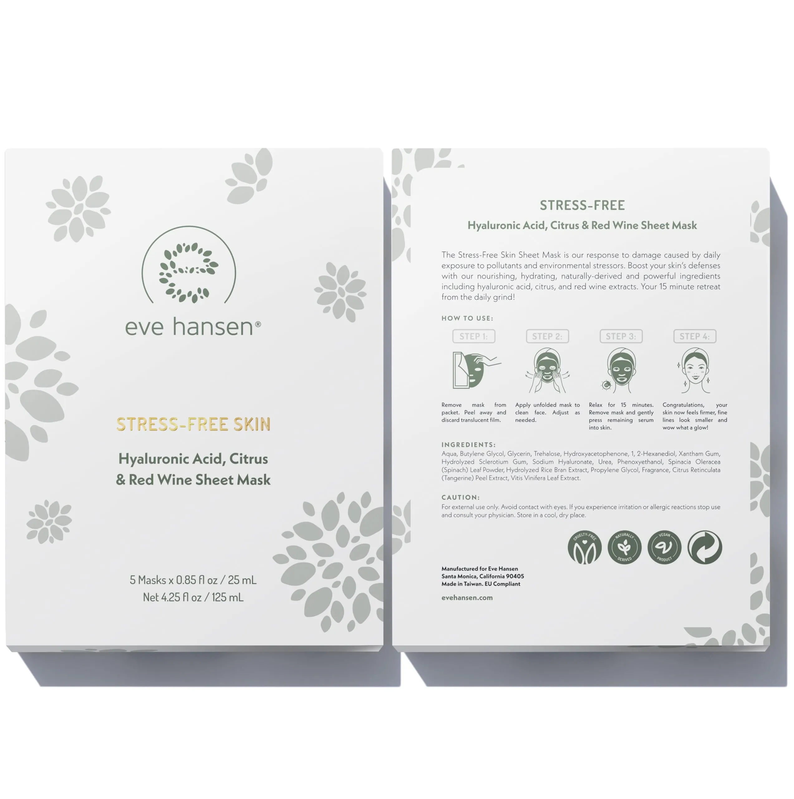 Eve Hansen Sheet Masks Set | Collagen and Hydrating Face Mask Sheet with Hyaluronic Acid, Red Wine Extract | 10x