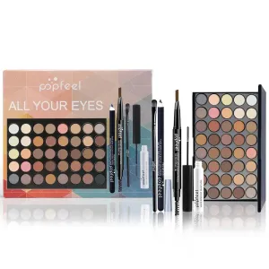 Exquisite Eye Makeup Kit with Eyeshadow Palette, Eyeliner, Mascara, Eyebrow Pencil, Makeup Tools Set Box Great Gift For Women