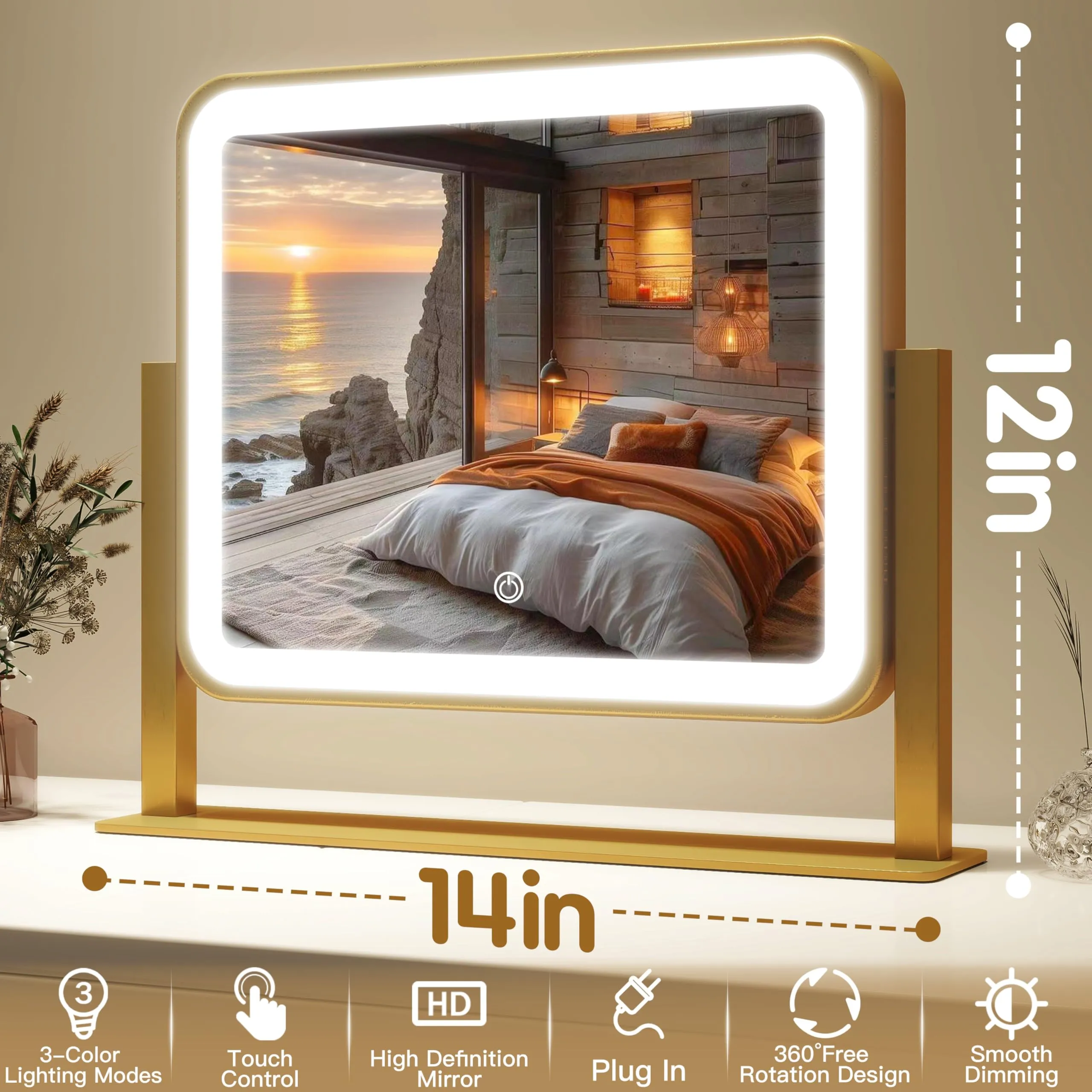 FENNIO Lighted Makeup Mirror with Dimmable Lighting