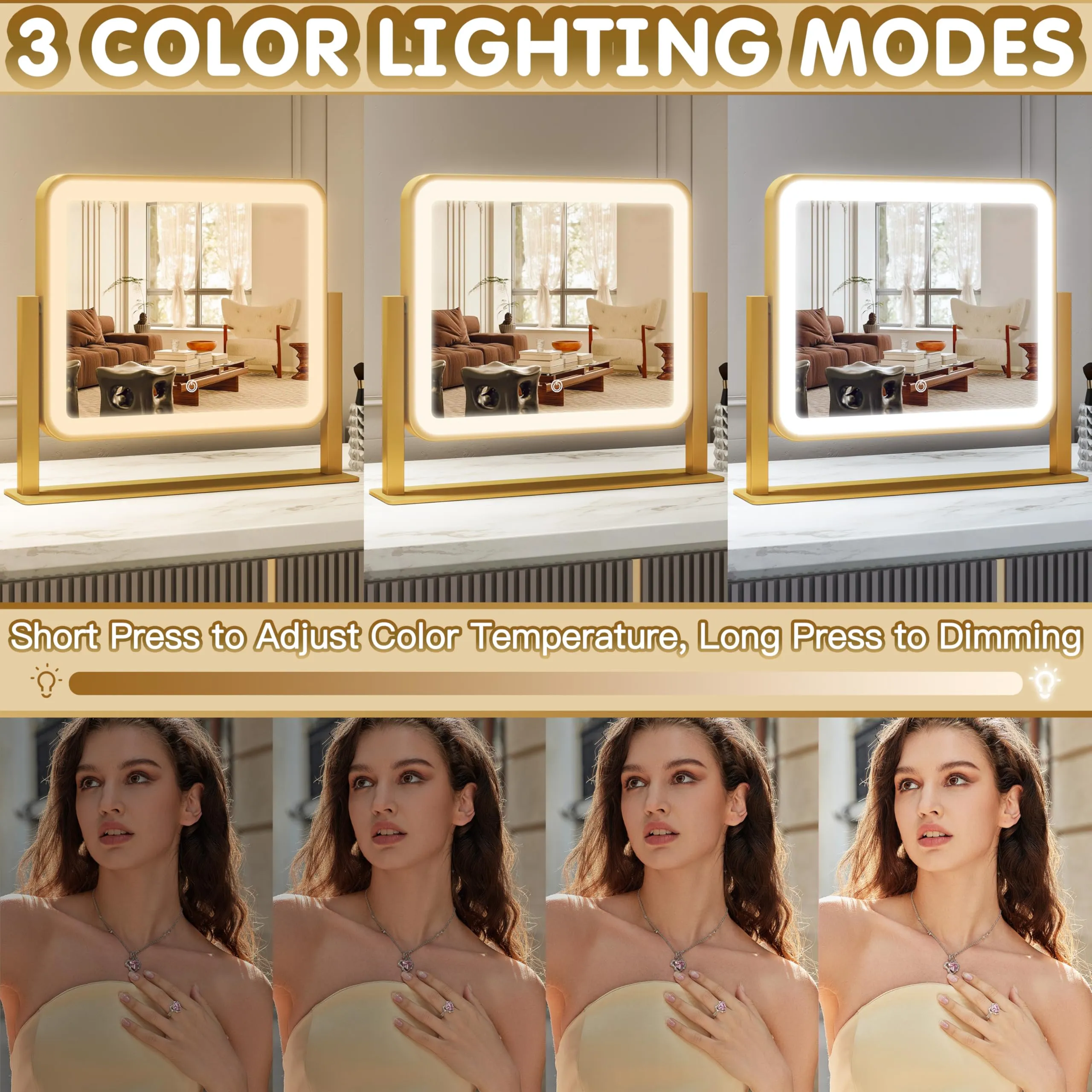 FENNIO Lighted Makeup Mirror with Dimmable Lighting