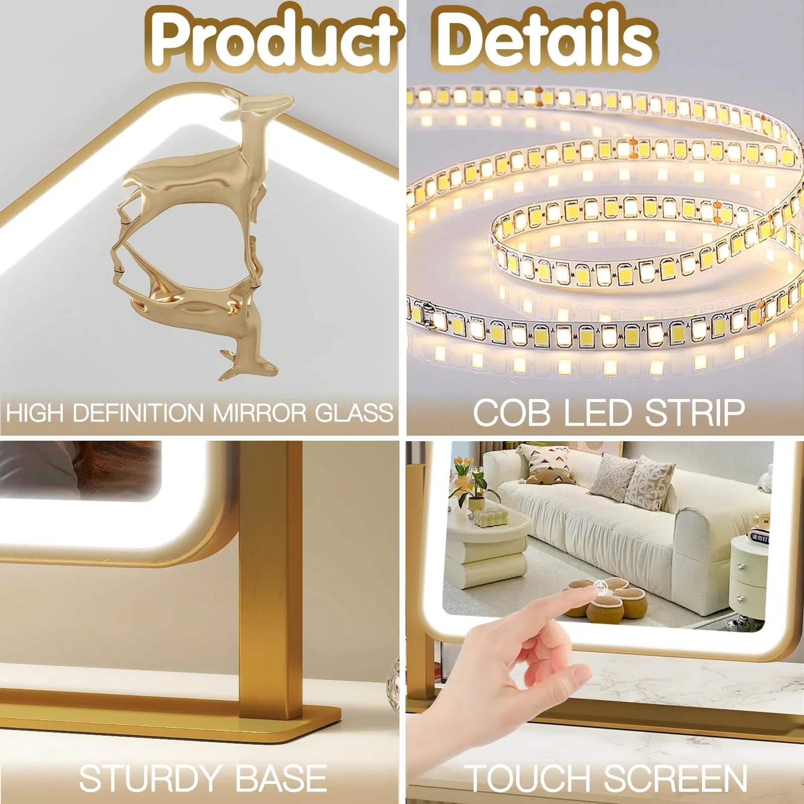 FENNIO Lighted Makeup Mirror with Dimmable Lighting