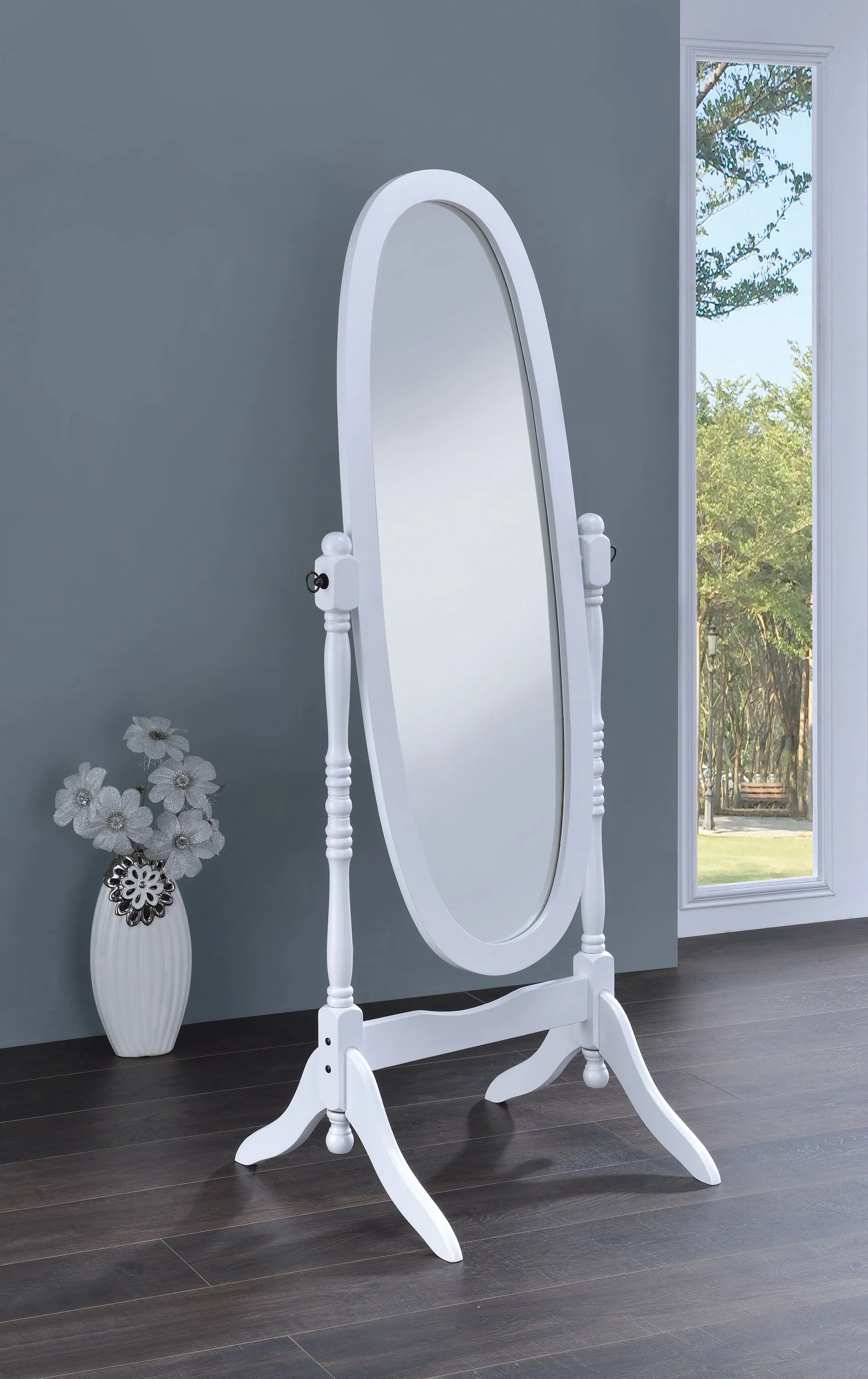 Foyet Wood Adjustable Full Length Cheval Mirror White