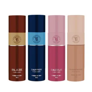 Fragrance & Beyond Body Deodorant for Men & Women (Pack of 4) - 200ml Each | Blaze, Dapper, Dazzle, Champagne