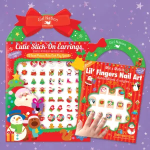 Girl Nation - Holly Jolly Cutie Stick-On Earring and Nail Sticker Gift Set