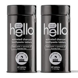 hello Activated Charcoal Whitening Toothpaste Tablets 120 Count Total (Pack of 2)