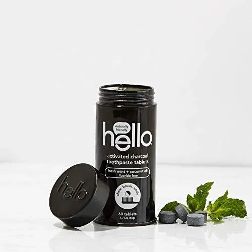 hello Activated Charcoal Whitening Toothpaste Tablets 120 Count Total (Pack of 2)