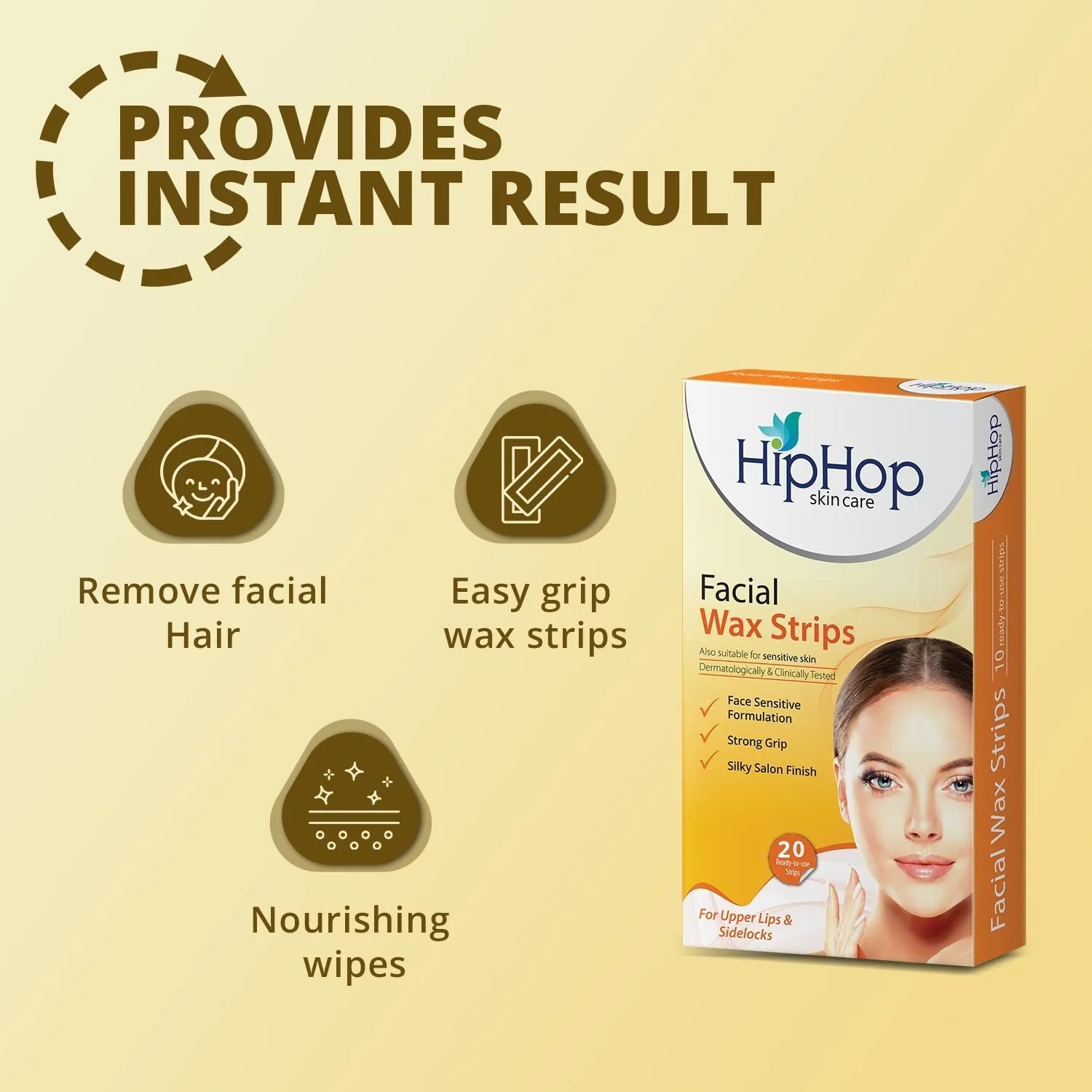 HipHop Facial Wax Strips (Argan Oil, 20 Strips)   Instant Makeup Remover Wipes (Micellar water, 30 Wipes)