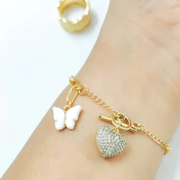 Iced Out Heart Link Bracelet