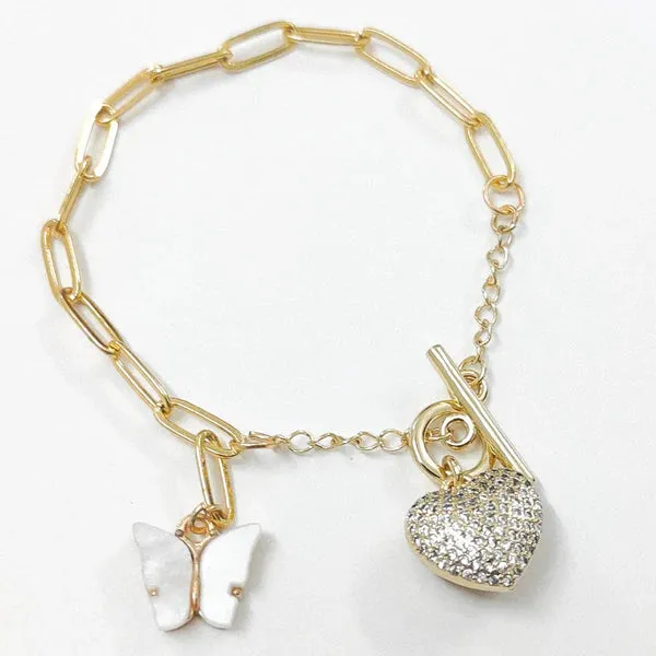 Iced Out Heart Link Bracelet