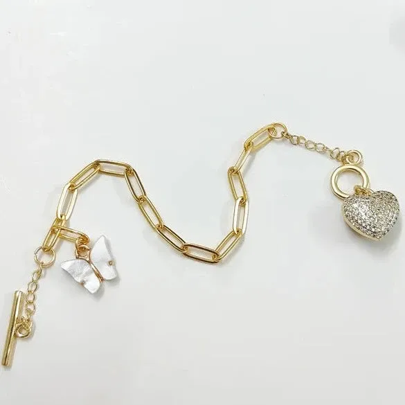 Iced Out Heart Link Bracelet