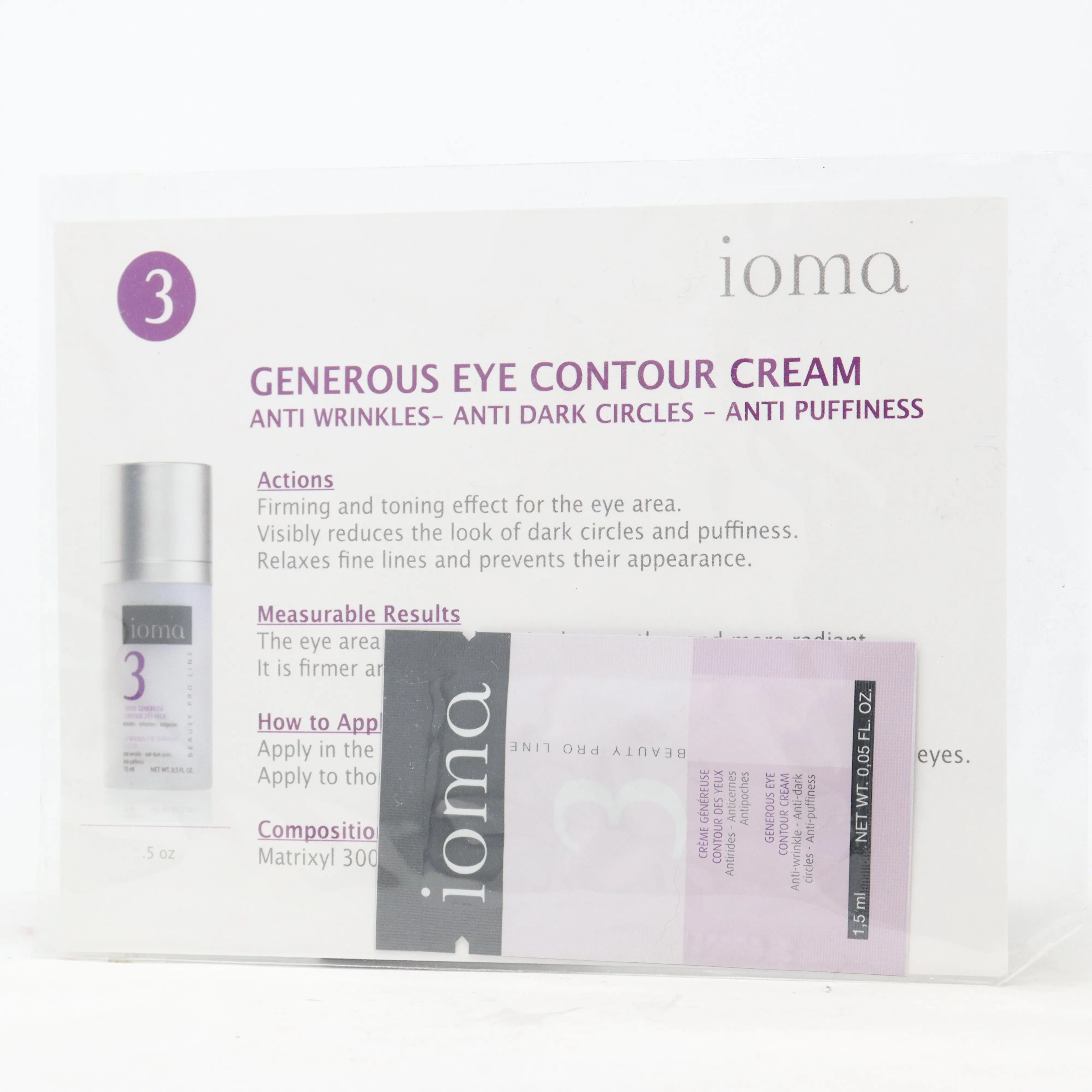 Ioma 3 Generous Eye Contour Cream  0.005oz/1.5ml New
