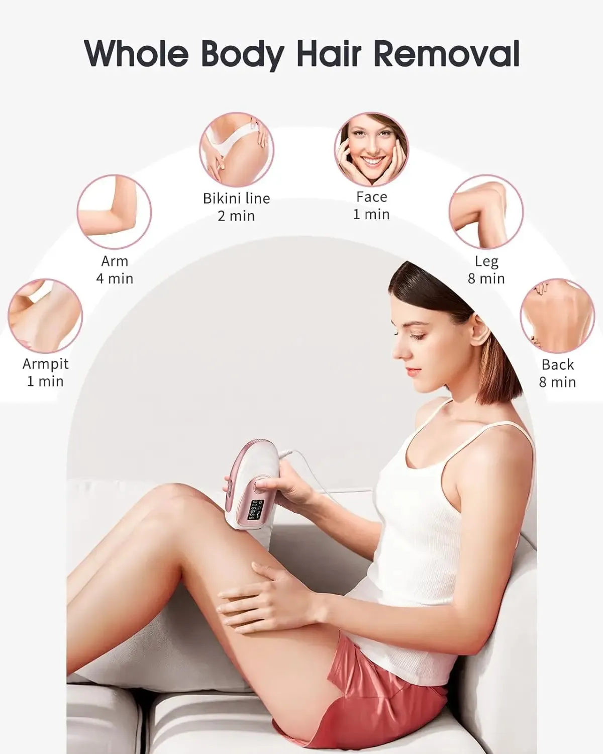 IPL Laser Hair Removal White Gold Epilator-5 Levels, 2 Modes 999900 Flashes