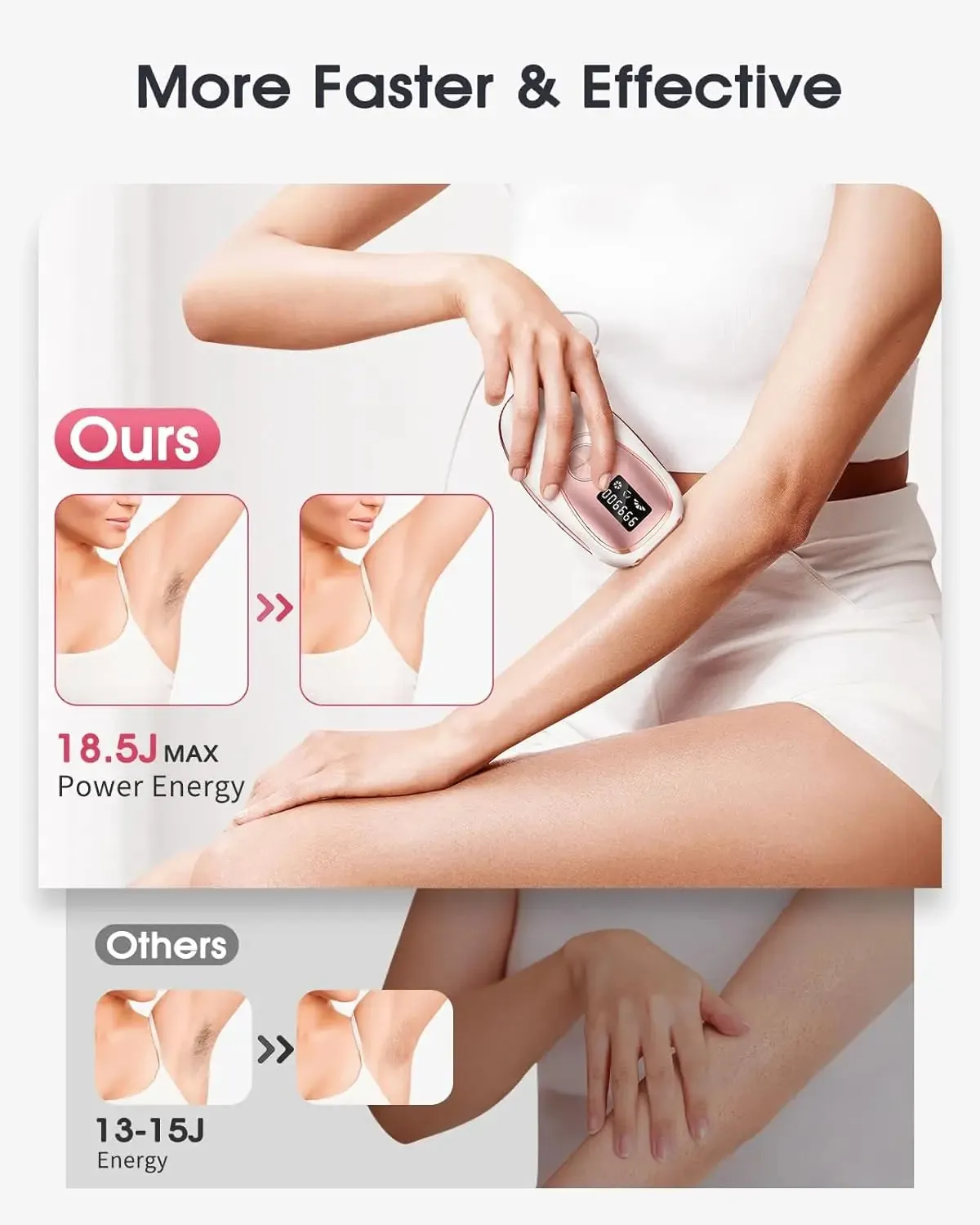 IPL Laser Hair Removal White Gold Epilator-5 Levels, 2 Modes 999900 Flashes
