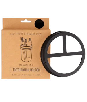 Jarmazing, Black Mason Jar Toothbrush Holder Lid – for Wide Mouth Jars