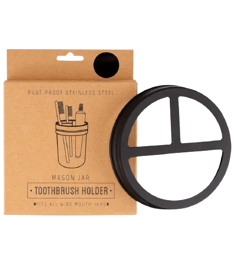 Jarmazing, Black Mason Jar Toothbrush Holder Lid – for Wide Mouth Jars