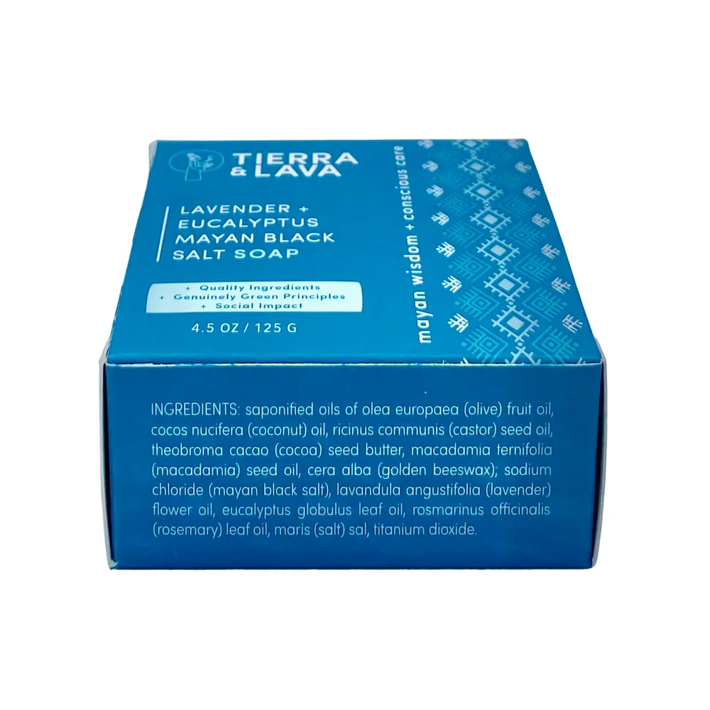 Lavender, Eucalyptus & Mayan Black Salt Soap Bar (4.5oz)