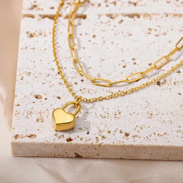 Love Lock layered Necklace