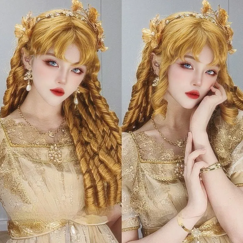 Mabuxi~Retro Lolita Wig Elegant Roman Curls Gorgeous Court Wigs