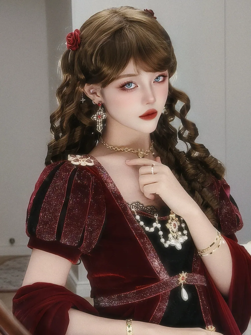 Mabuxi~Retro Lolita Wig Elegant Roman Curls Gorgeous Court Wigs