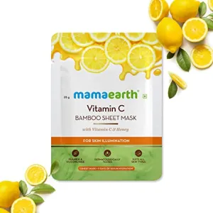 Mamaearth Vitamin C Bamboo Sheet Mask with Vitamin C and Honey for Skin Illumination Pack of 2 (25g * 2)