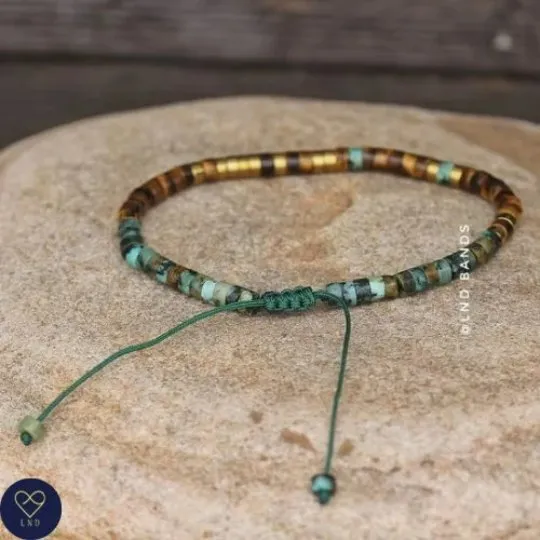 Morse code TRUST THE PROCESS African Turquoise Tiger eye Adjustable Affirmation Bracelet, motivational encouraging meaningful, inspirational