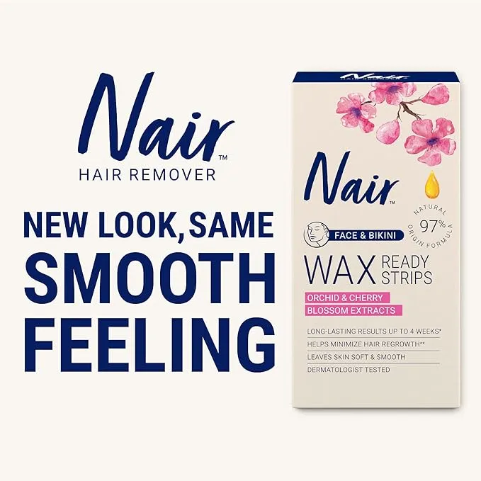 Nair Hair - Remover Wax Ready Strips - Face and Bikini Hair Removal Wax Strips