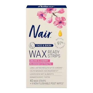 Nair Hair - Remover Wax Ready Strips - Face and Bikini Hair Removal Wax Strips