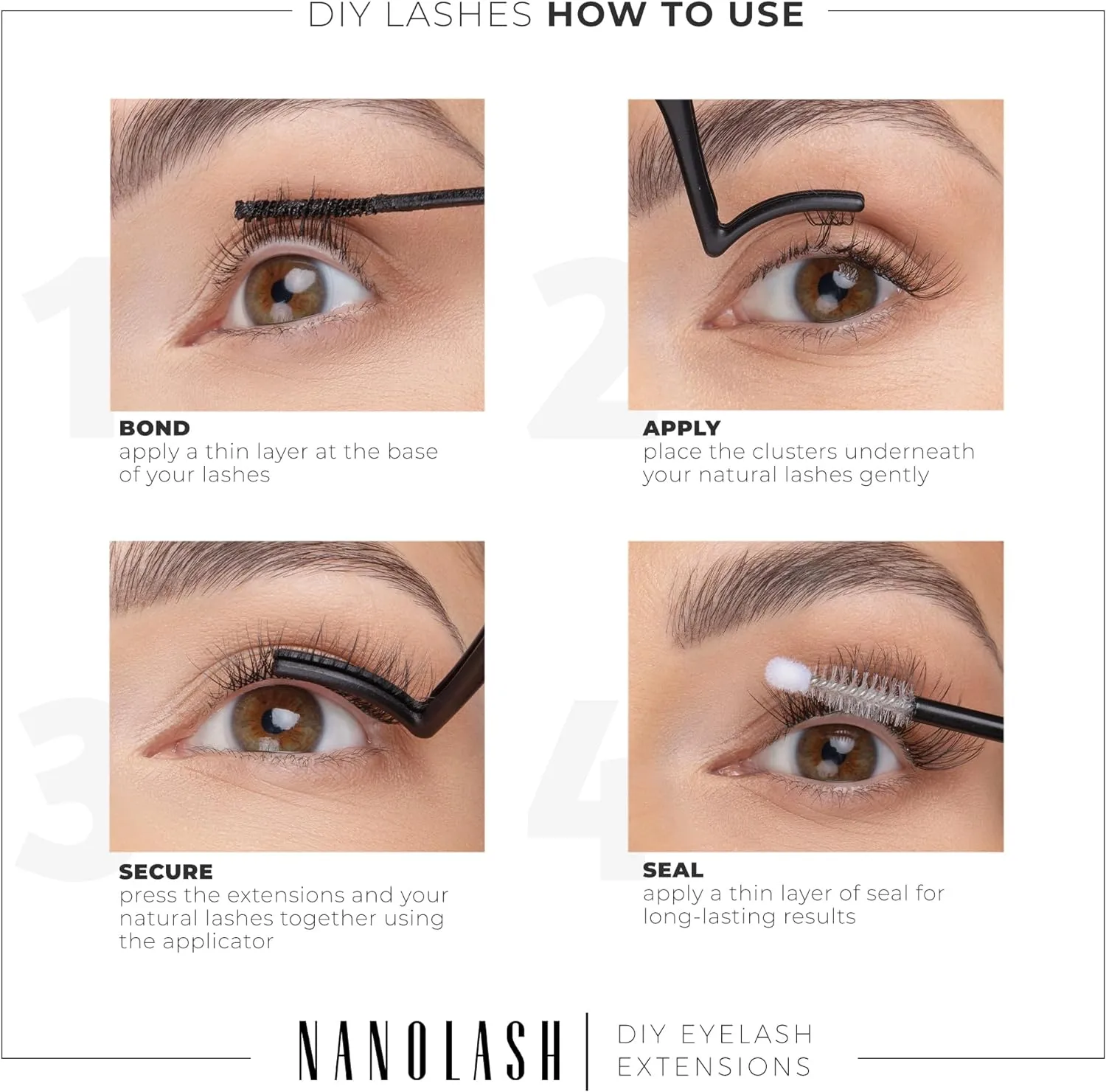 Nanolash DIY Eyelash Extensions 36 pcs - cluster lashes DIY, cluster false eyelashes for lash extensions at home, individual cluster lashes (CHARM)