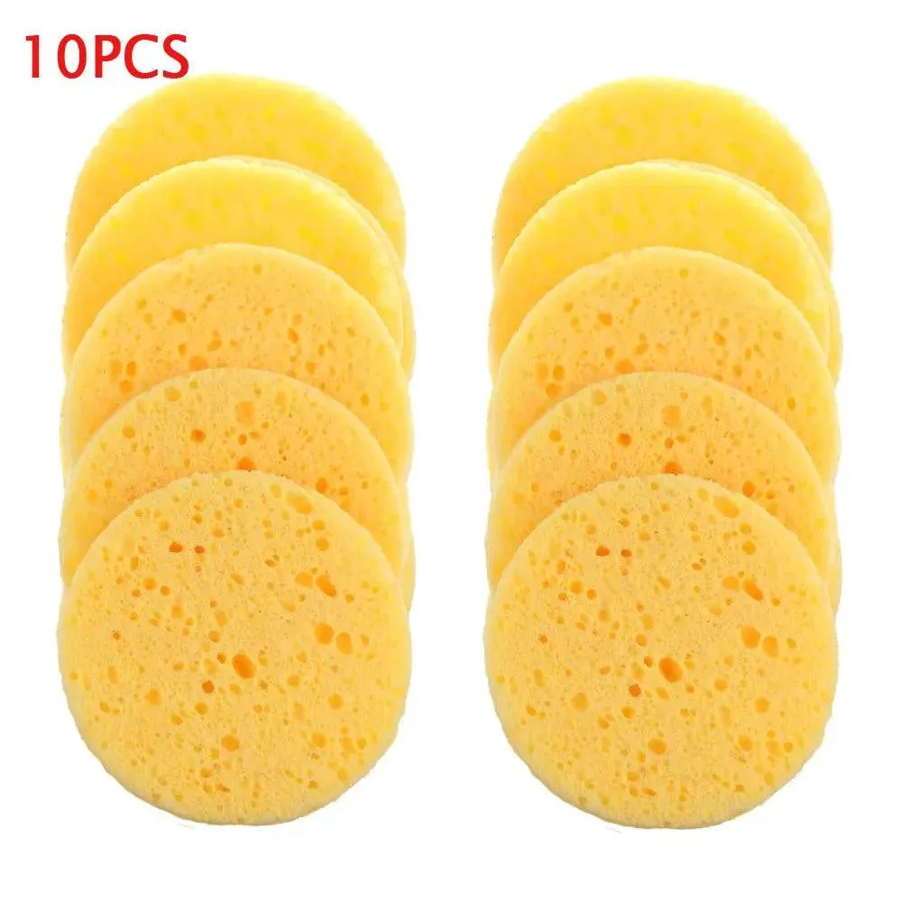 Natural Wood Pulp Makeup Remover Sponges – 5/10pcs, Various Sizes