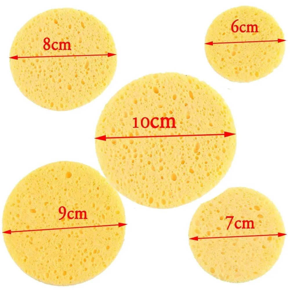 Natural Wood Pulp Makeup Remover Sponges – 5/10pcs, Various Sizes