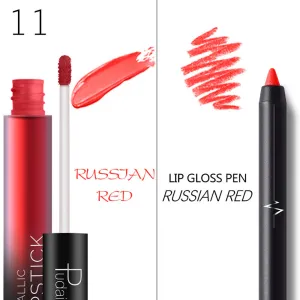 New Makeup Long Lasting Lipstick Moisturizer Waterproof Matte Liquid Gloss Lip Liner Cosmetics Set 1pc Lip Gloss 1pc Lip Liner