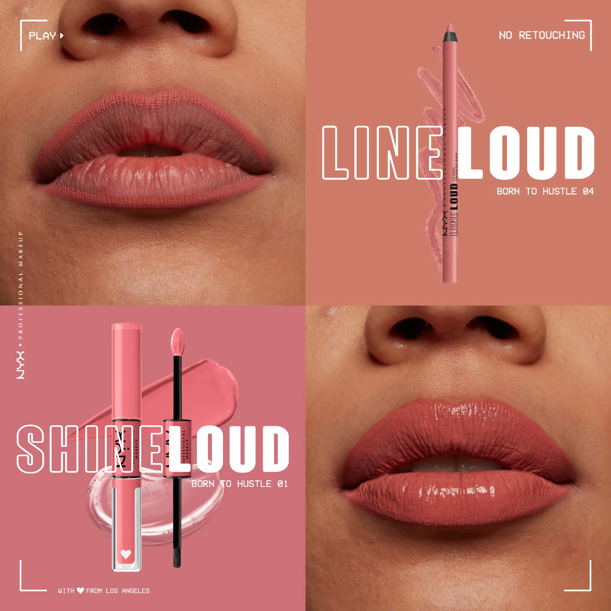 NYX Cosmetics PROFESSIONAL MAKEUP, Line Loud, Waterproof Lip Pencil, Infused with Vitamin E, Vegan Formula - BORN TO HUSTLE (Muted Rose)