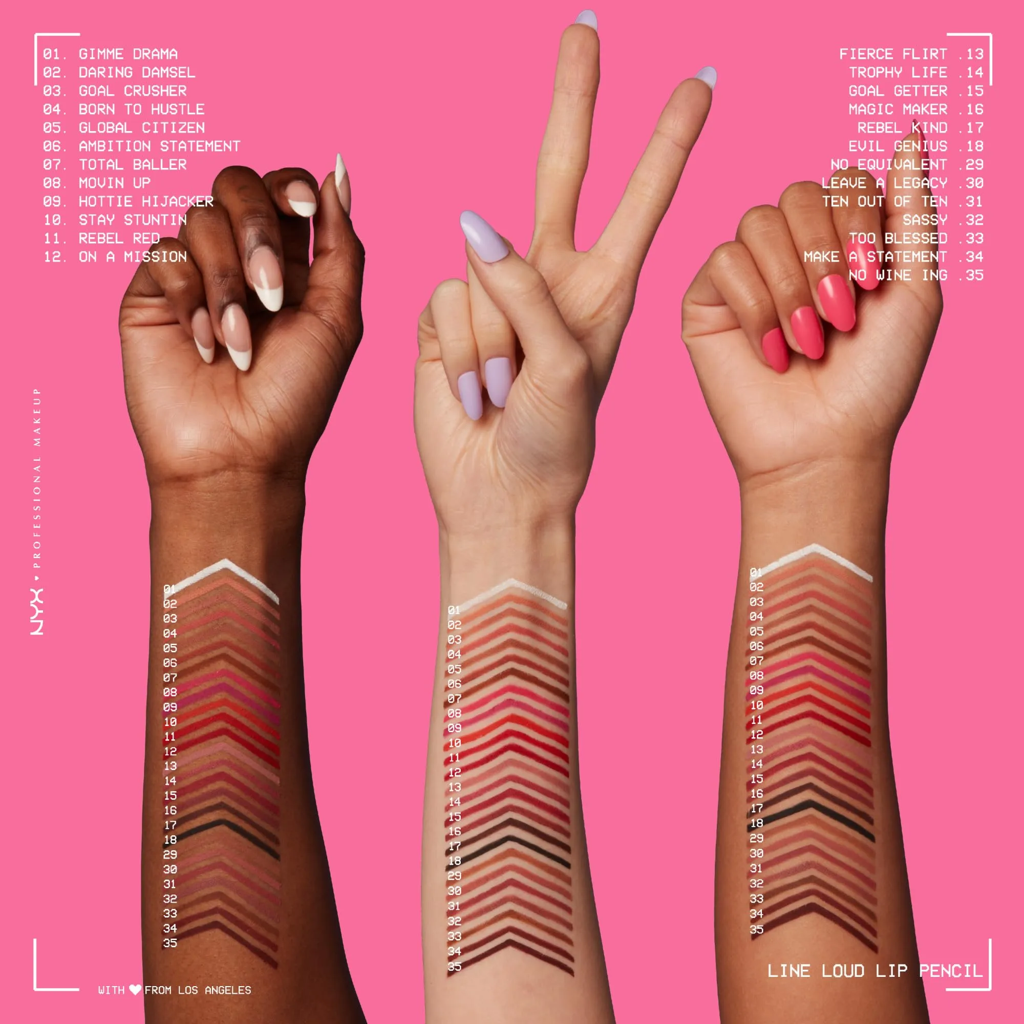 NYX Cosmetics PROFESSIONAL MAKEUP, Line Loud, Waterproof Lip Pencil, Infused with Vitamin E, Vegan Formula - BORN TO HUSTLE (Muted Rose)