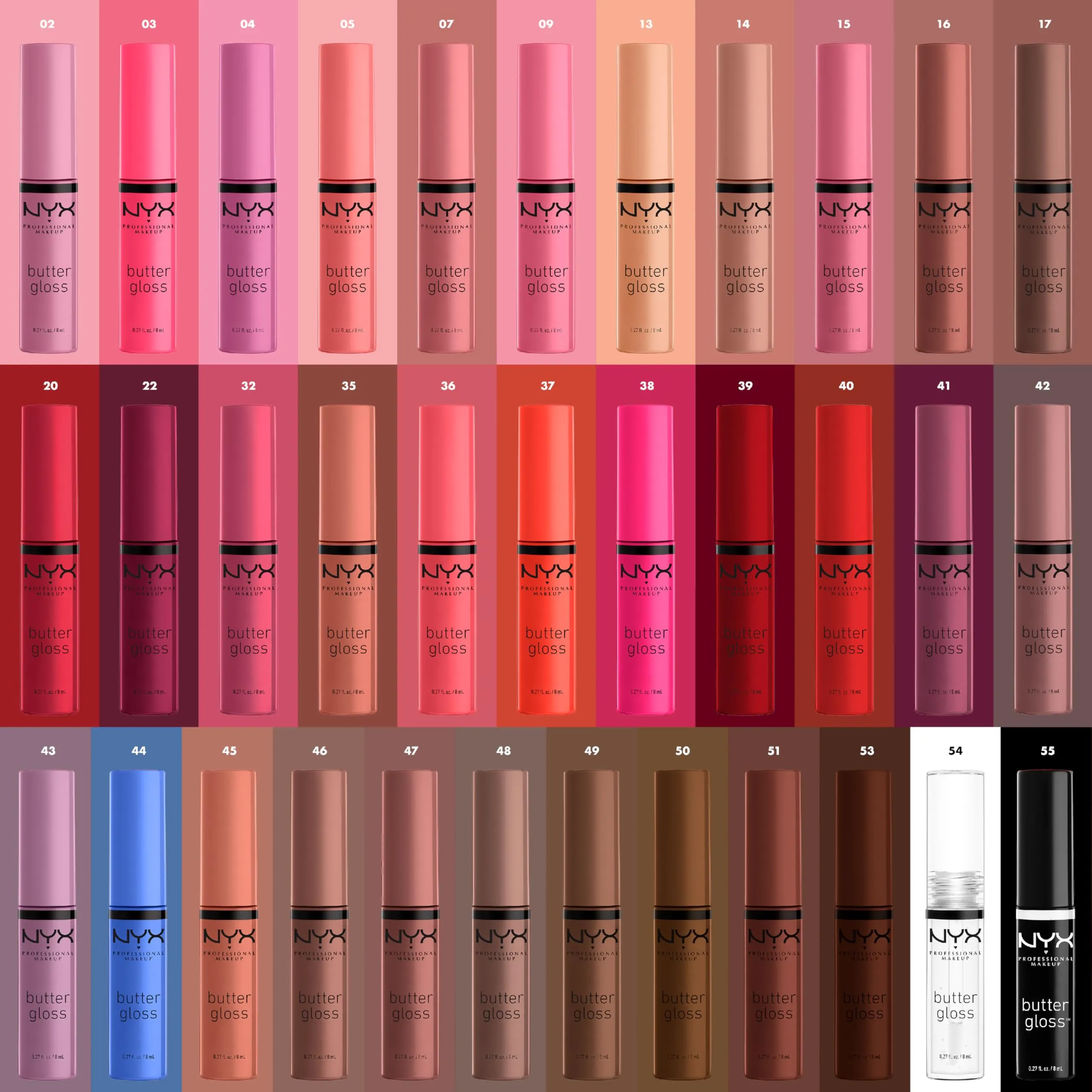 NYX Professional Makeup Butter Gloss, Silky smooth non-sticky formula lip gloss, Praline (Deep Nude), 8mL