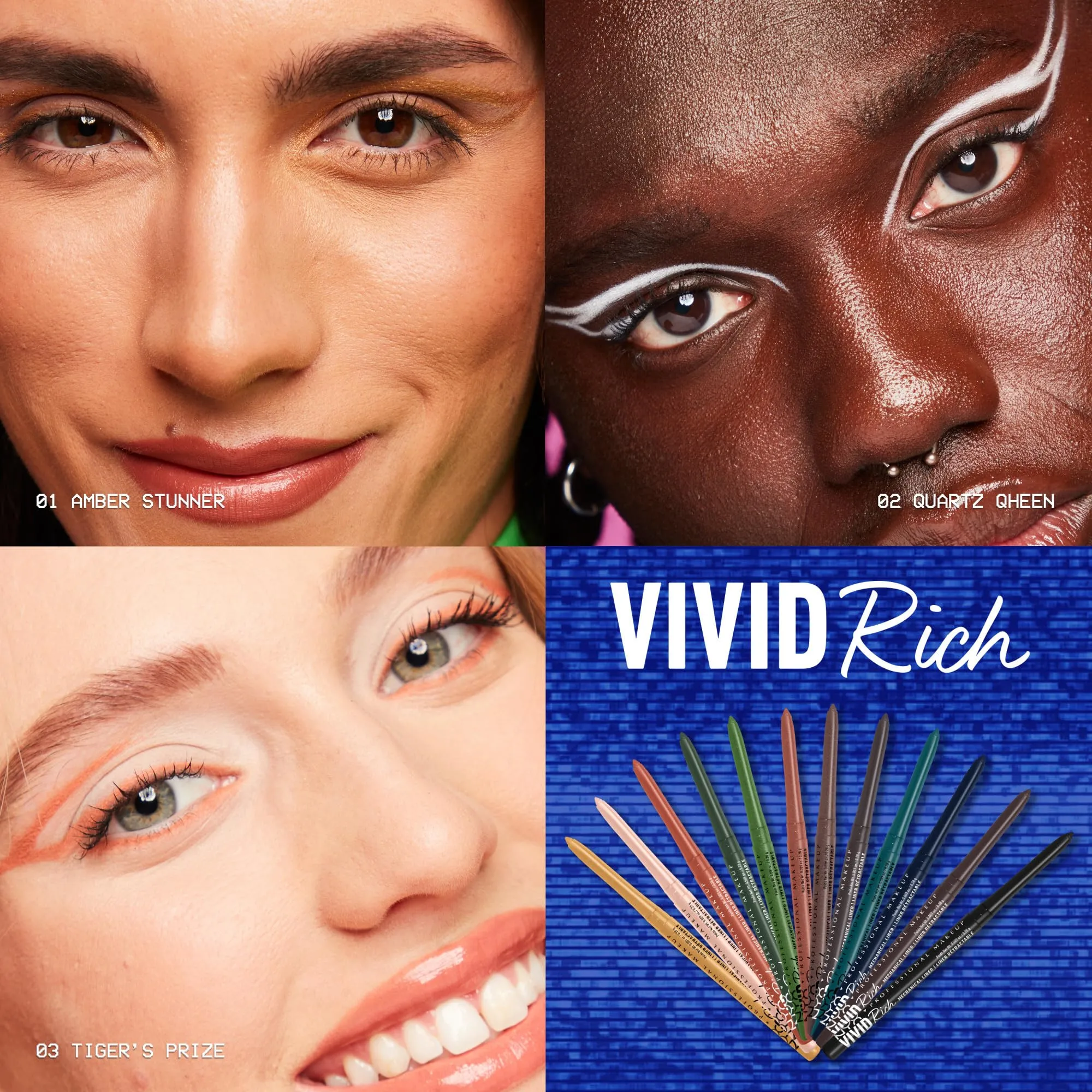 NYX PROFESSIONAL MAKEUP, Vivid Rich Mechanical Pencil, Eyeliner, Rich shades, Vegan Formula - It's Giving Jade (Green)