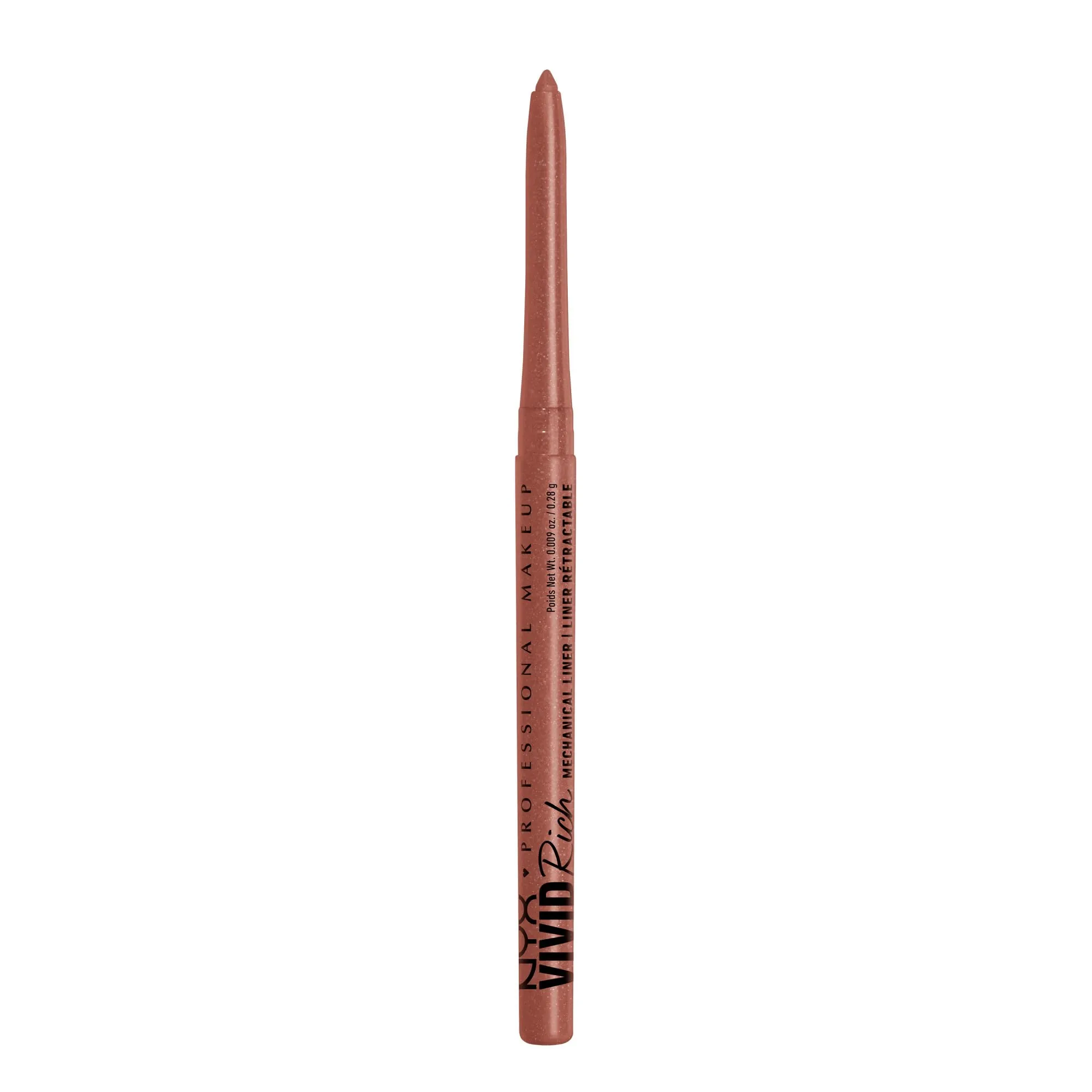NYX PROFESSIONAL MAKEUP, Vivid Rich Mechanical Pencil, Eyeliner, Rich shades, Vegan Formula - Spicy Pearl (Shimmery Amber)