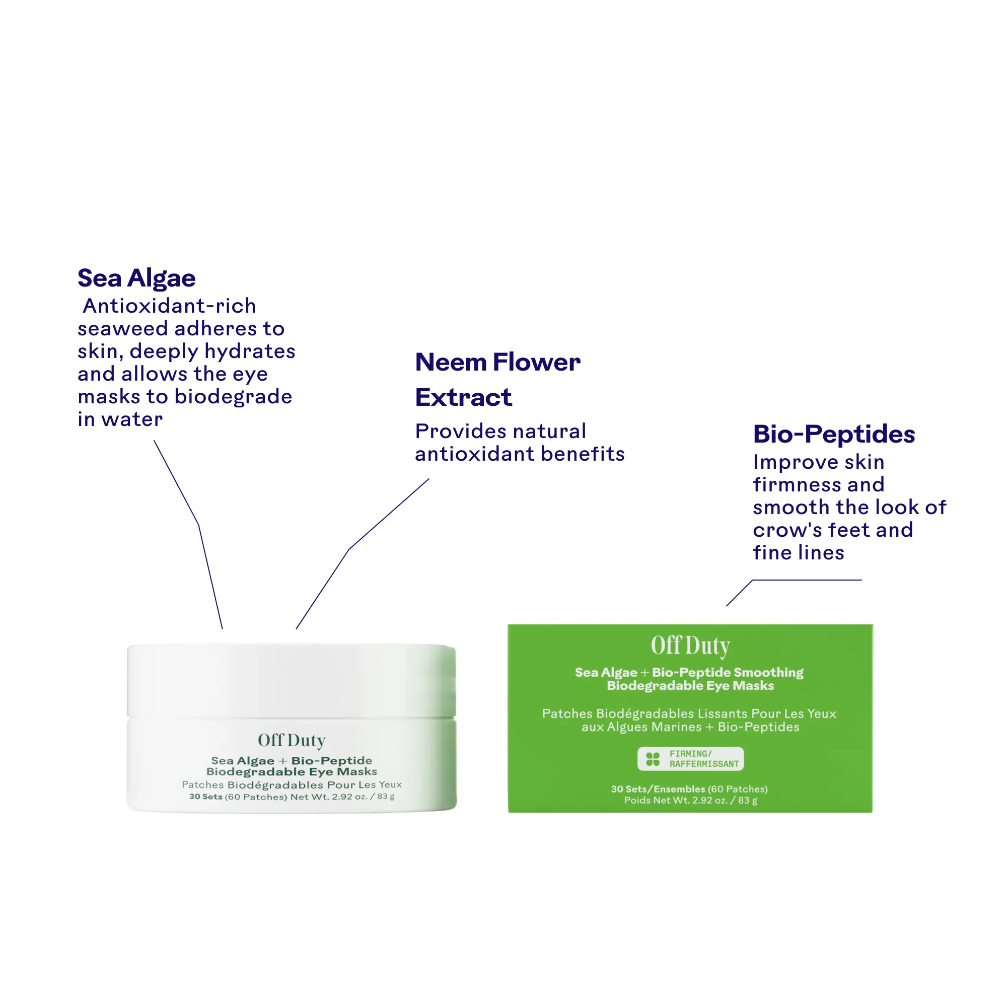 Off Duty Sea Algae   Bio-Peptide Smoothing Biodegradable Eye Masks