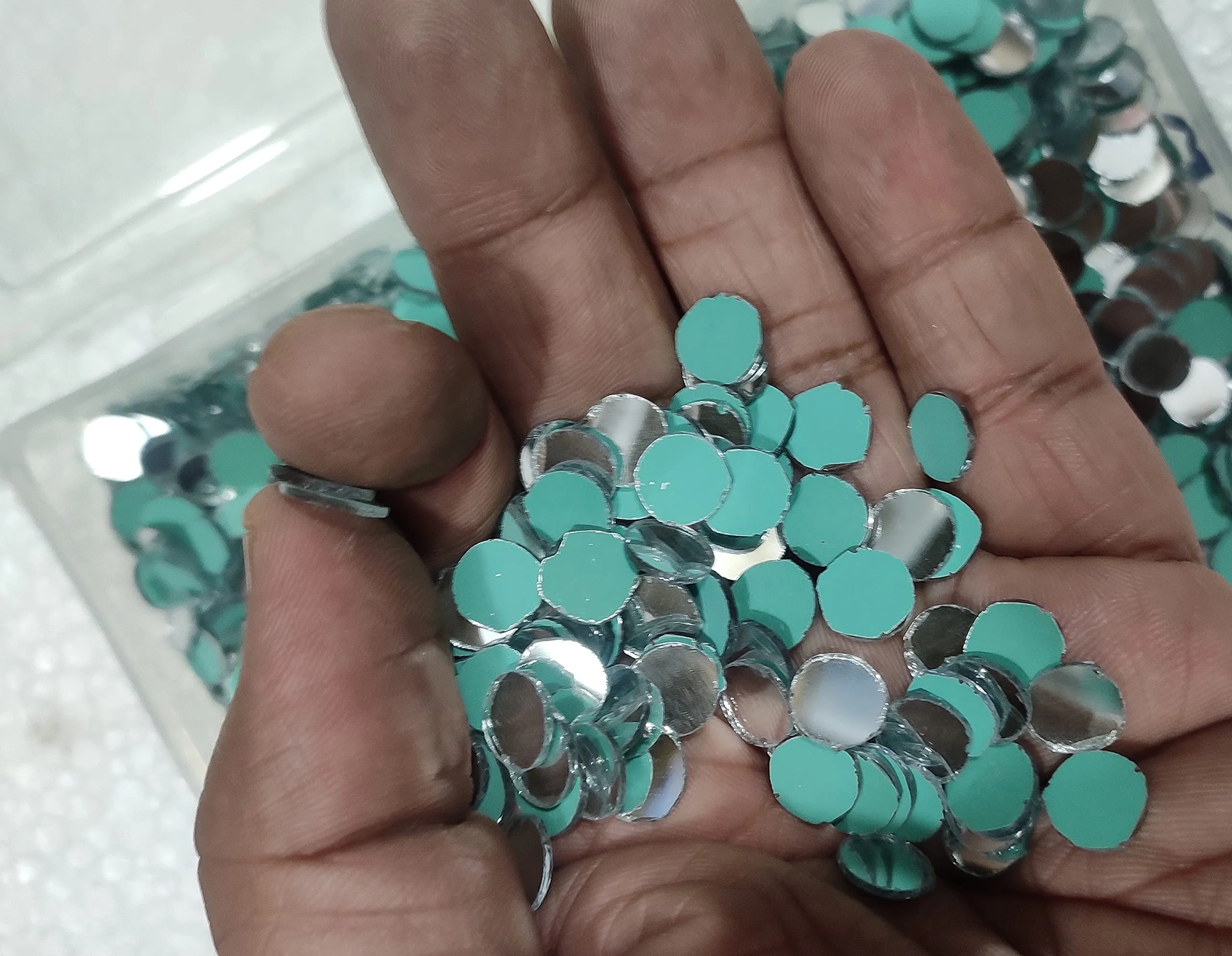 OMX Round Small Mirror Beads for Art Craft and DIY Projects,1 cm / 10 MM, (1000 PC)
