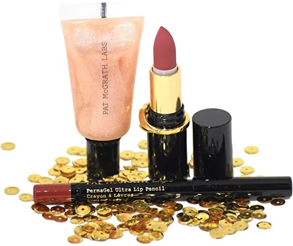 Pat McGrath Labs Flesh 5 Astral Lip Mini Trio Holiday Gift Makeup Travel Size Set - MatteTrance Lipstick, PermaGel Ultra Lip Liner Pencil, Vinyl Lip Gloss