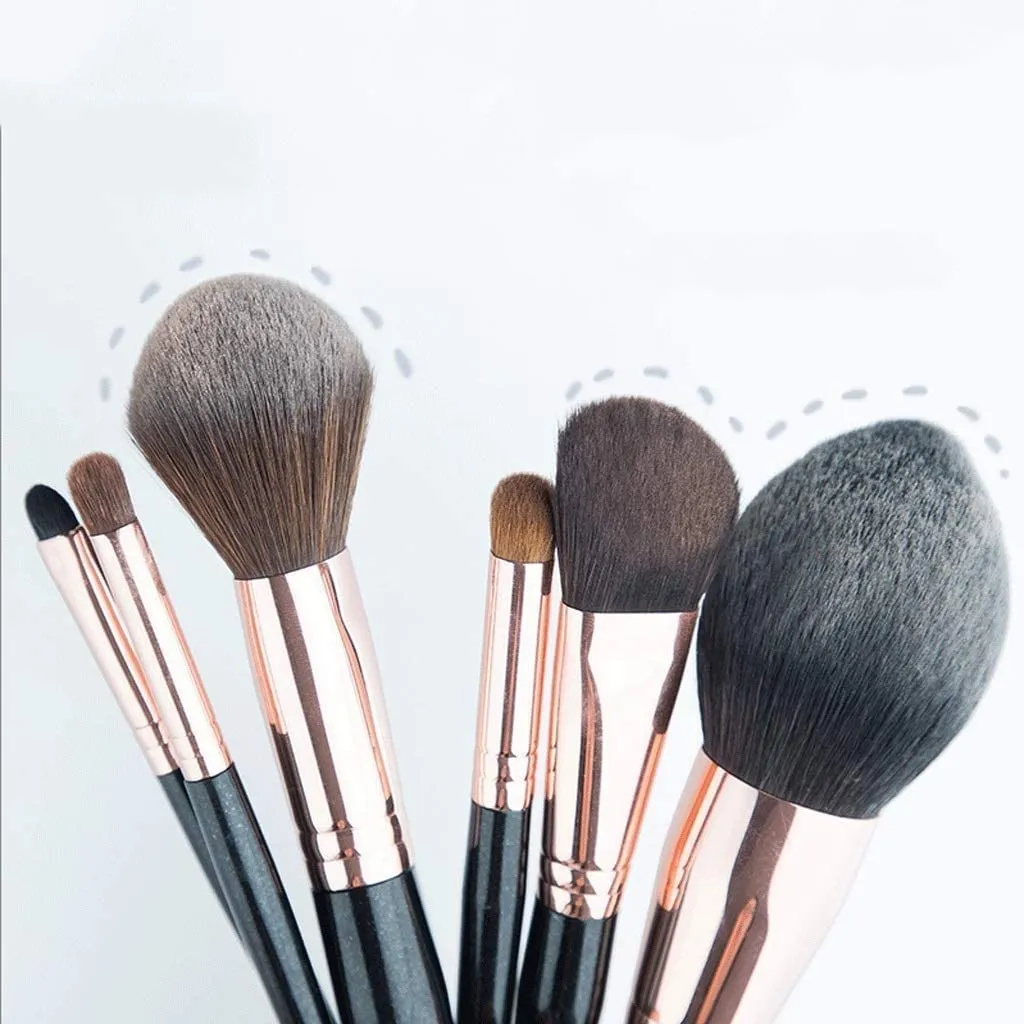 Professional Makeup Brush Set 6Pcs Essential Make-up Brushes Kit for Powder Liquid Cream Cosmetics Blending Blush Concealer Brushes Acrylic Handle (Black)