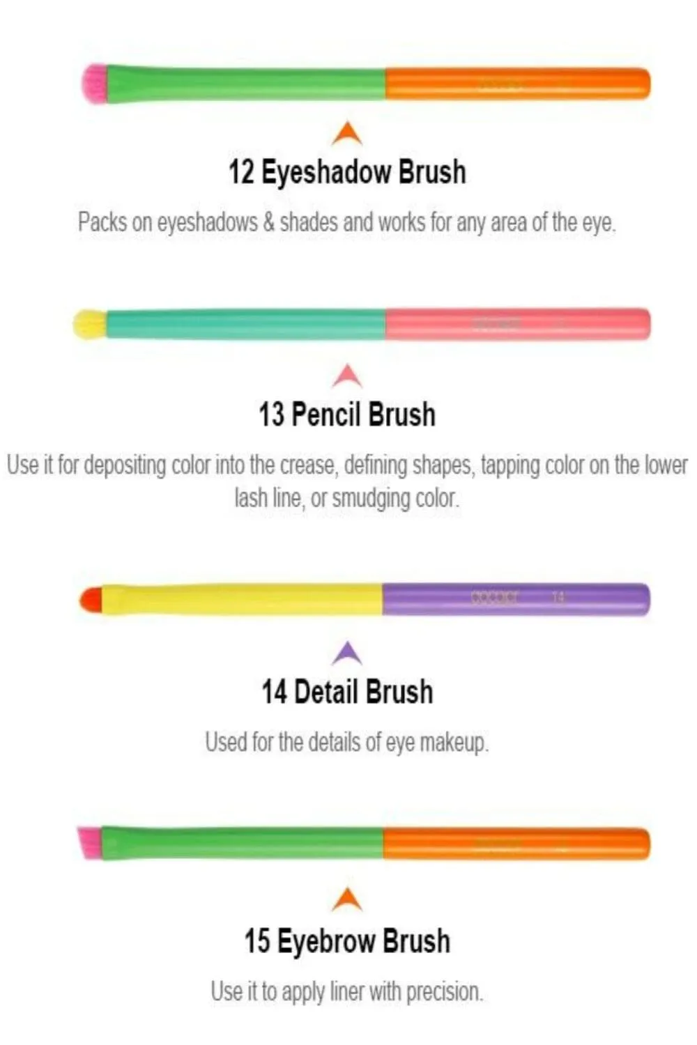Professional Powder Foundation Eyeshadow Makeup Brush set - 15 Pcs